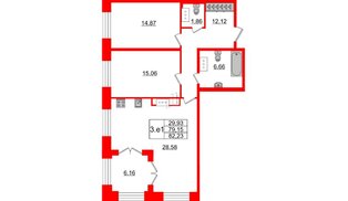 Квартира в ЖК GRAND VIEW, 2 комнатная, 79.15 м², 8 этаж