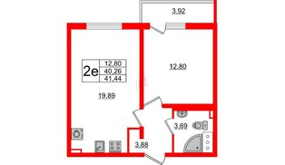 Квартира в ЖК 'Ручьи', 1 комнатная, 41.44 м², 11 этаж