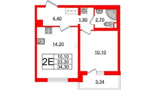 Квартира в ЖК 'Цивилизация', 1 комнатная, 34.3 м², 18 этаж