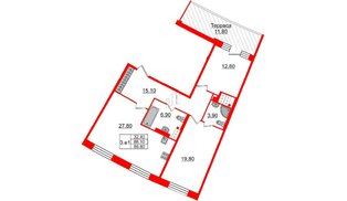 Квартира в ЖК Grand View, 2 комнатная, 86.1 м², 8 этаж