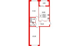 Квартира в ЖК 'Домино', 2 комнатная, 75 м², 8 этаж