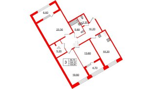 Квартира в ЖК 'Домино', 3 комнатная, 109.4 м², 4 этаж