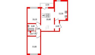 Квартира в ЖК 'Цветной город', 3 комнатная, 60.8 м², 12 этаж