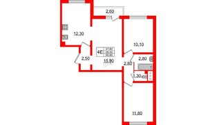 Квартира в ЖК 'Цветной город', 3 комнатная, 60.8 м², 15 этаж