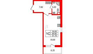 Квартира в ЖК «Чистое небо», студия, 29.92 м², 1 этаж