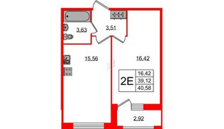 Квартира в ЖК FoRest Akvilon, 1 комнатная, 40 м², 1 этаж