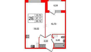 Квартира в ЖК FoRest Akvilon, 1 комнатная, 39.19 м², 7 этаж
