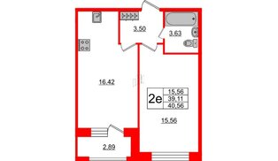 Квартира в ЖК FoRest Akvilon, 1 комнатная, 39.9 м², 1 этаж