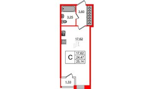 Квартира в ЖК FoRest Akvilon, студия, 24.7 м², 1 этаж