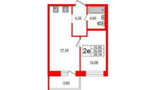 Квартира в ЖК «Северный», 1 комнатная, 35.58 м², 16 этаж