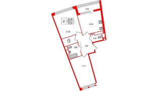 Квартира в ЖК «Нью Тайм», 2 комнатная, 70.5 м², 4 этаж