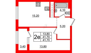 Квартира в ЖК 'Галактика', 1 комнатная, 41.7 м², 10 этаж