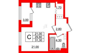 Квартира в ЖК 'Галактика', студия, 31.4 м², 4 этаж