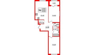 Квартира в ЖК 'Галактика', 2 комнатная, 68.3 м², 9 этаж