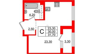 Квартира в ЖК 'Галактика', студия, 31.7 м², 7 этаж