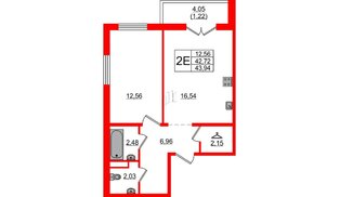 Квартира в ЖК «Новое Горелово», 1 комнатная, 43.94 м², 1 этаж