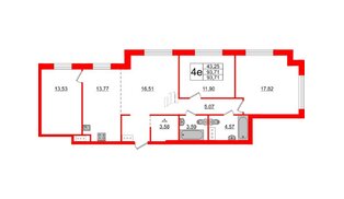 Квартира в ЖК ID Московский, 3 комнатная, 93.71 м², 9 этаж