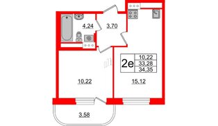 Квартира в ЖК Энфилд, 1 комнатная, 34.35 м², 5 этаж