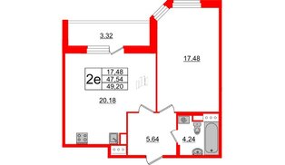Квартира в ЖК Энфилд, 1 комнатная, 49.2 м², 9 этаж