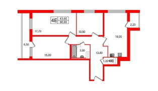 Квартира в ЖК Ultra City 2.0, 3 комнатная, 79.6 м², 15 этаж