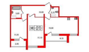 Квартира в ЖК Ultra City 2.0, 2 комнатная, 64.2 м², 24 этаж