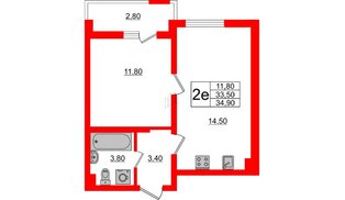 Квартира в ЖК 'Цивилизация', 1 комнатная, 37.7 м², 5 этаж