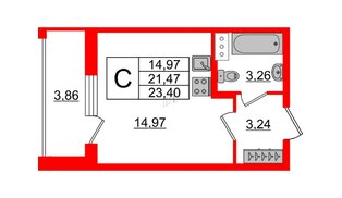 Квартира в ЖК Аквилон ZALIVE, студия, 24.2 м², 7 этаж