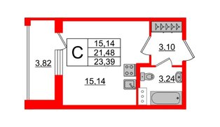 Квартира в ЖК Аквилон ZALIVE, студия, 24.2 м², 10 этаж
