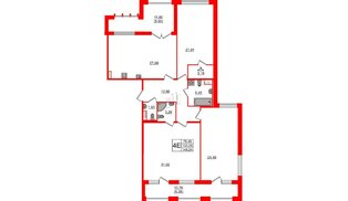 Квартира в ЖК 'Фамилия', 3 комнатная, 144.54 м², 4 этаж