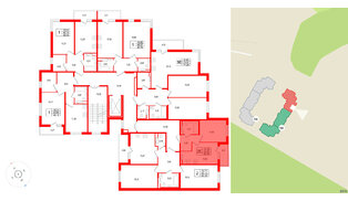 Квартира в ЖК «Новая история», 2 комнатная, 65.76 м², 4 этаж