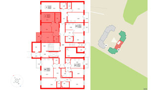 Квартира в ЖК «Новая история», 2 комнатная, 52.62 м², 1 этаж