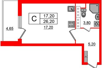 Студия 26.2 м² 11/25 этаж