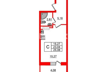 Студия 22.8 м² 3/19 этаж