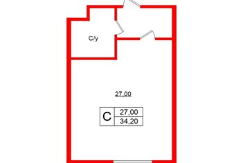 Студия 34.2 м² 3/16 этаж