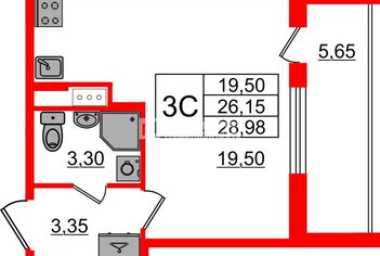 Студия 26.15 м² 9/12 этаж