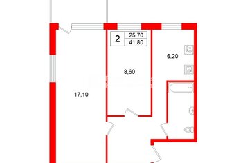 2-комн. кв. 41.8 м² 2/5 этаж