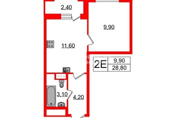 1-комн. кв. 28.8 м² 2/18 этаж