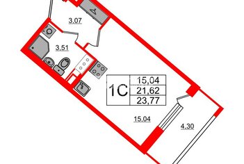 Студия 21.62 м² 12/15 этаж