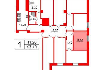 Комната 11.2 м² в 8-комн. кв. 1/2 этаж