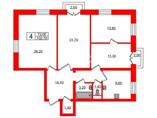 4-комн. кв. 102.7 м² 4/5 этаж