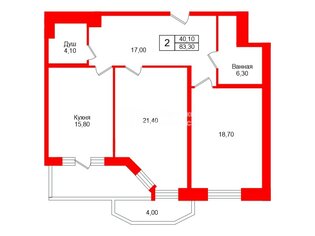 2-комн. кв. 83.3 м² 7/11 этаж