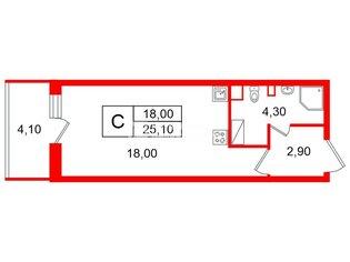 Студия 25.1 м² 5/12 этаж