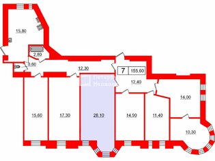 Комната 28.1 м² в 6-комн. кв. 5/6 этаж