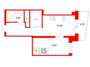 Студия 33.2 м² 13/16 этаж