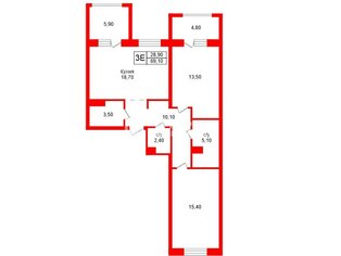 2-комн. кв. 69.1 м² 3/18 этаж