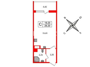 Студия 26.2 м² 6/18 этаж