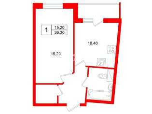 1-комн. кв. 36.3 м² 12/15 этаж