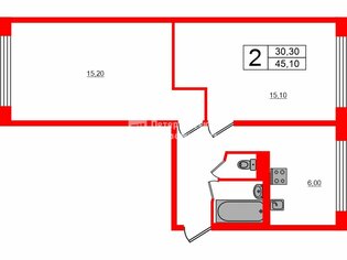 2-комн. кв. 45.1 м² 1/5 этаж