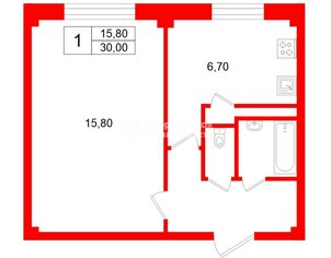 1-комн. кв. 30 м² 3/5 этаж