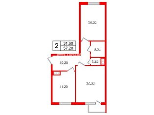 2-комн. кв. 57.2 м² 5/6 этаж